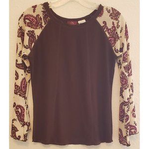 Jordache ~ Paisley Long Sleeve ~ Brown and Cream Color ~ Girls Size 14/16